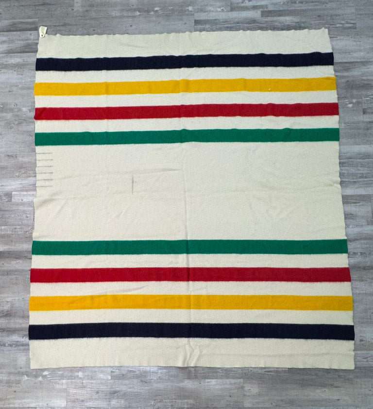 Large Vintage Hudson's Bay Point Trade Blanket