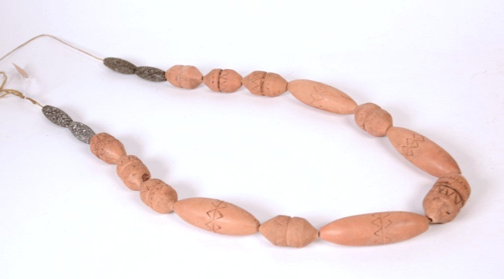 African Terra Cotta and Stone Bead Necklace