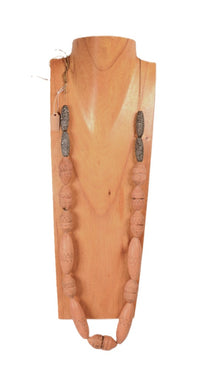 African Terra Cotta and Stone Bead Necklace