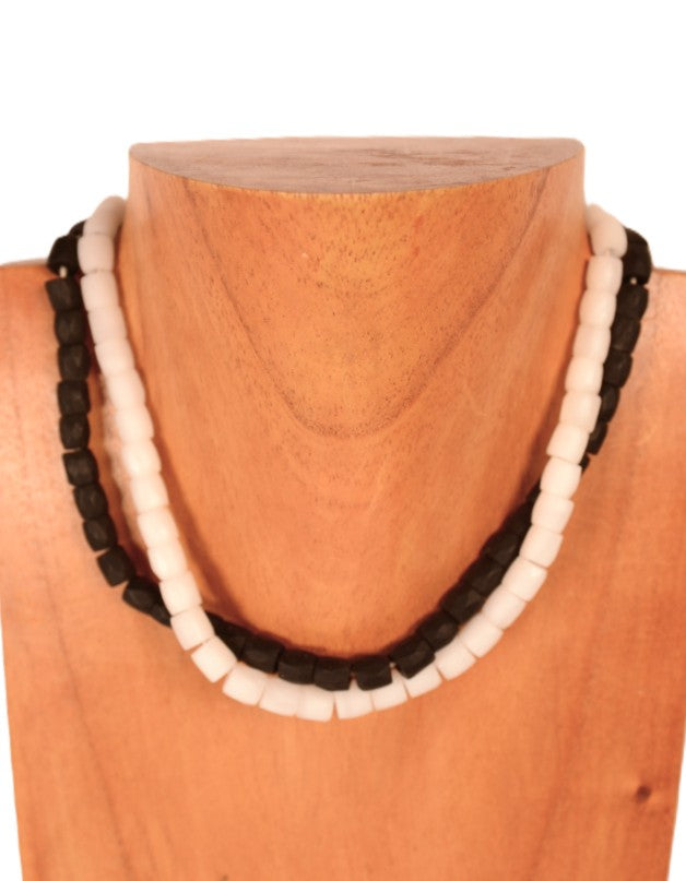 White and Black Glass Beaded Trade Beads Set of 2