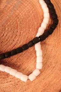 White and Black Glass Beaded Trade Beads Set of 2