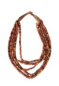 Vintage 5 Strand Amber Horn Bead Necklace