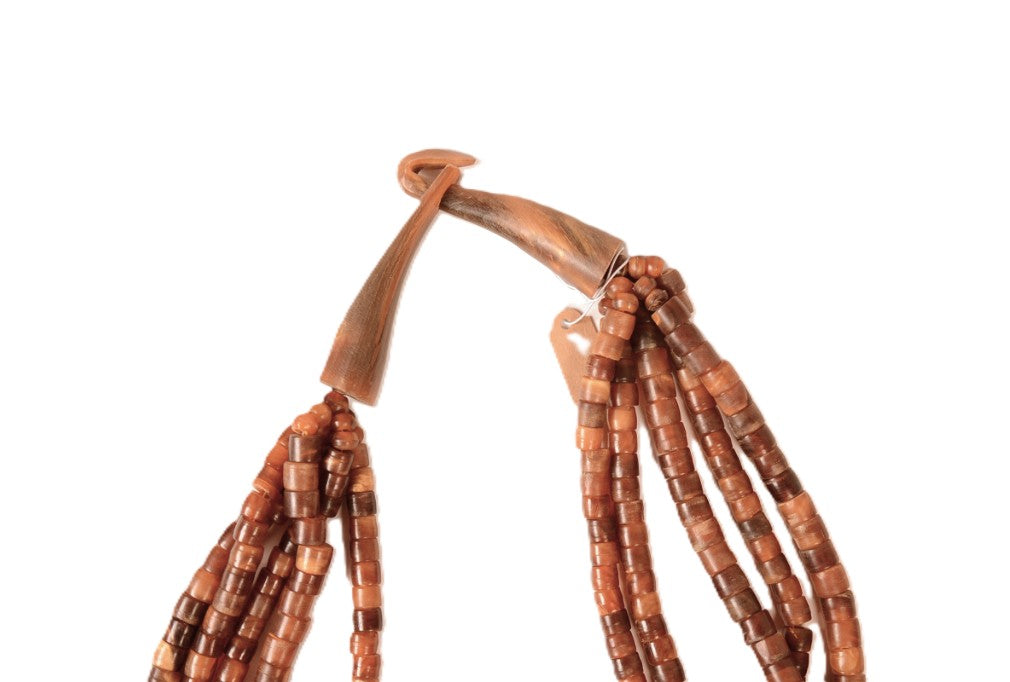 Vintage 5 Strand Amber Horn Bead Necklace