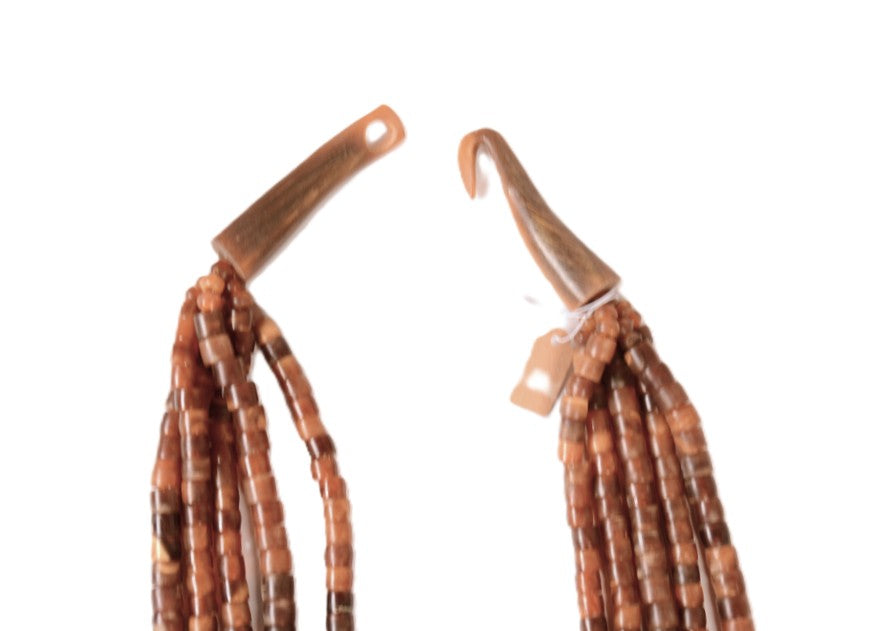 Vintage 5 Strand Amber Horn Bead Necklace