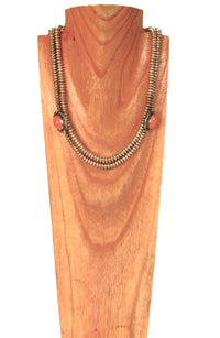 Fine Sterling Silver and Coral Navajo Necklace