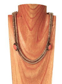 Fine Sterling Silver and Coral Navajo Necklace