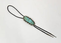 Navajo Bolo Tie - Sterling Silver with large Turquoise setting