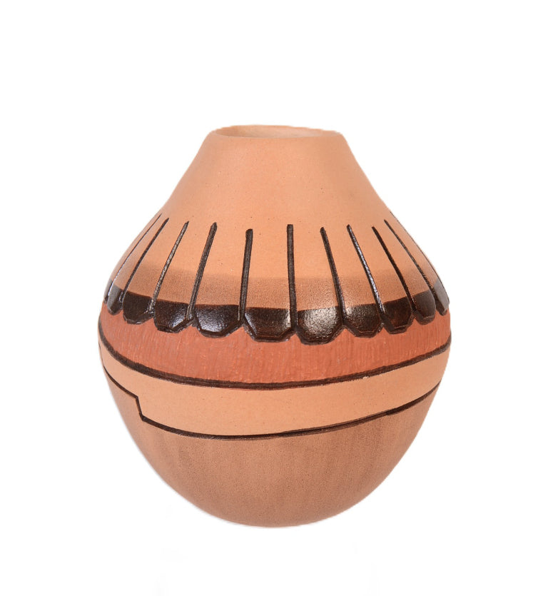 Hopi Pueblo Carved Pottery Jar By Marty and Elvria Naha Nampeyo