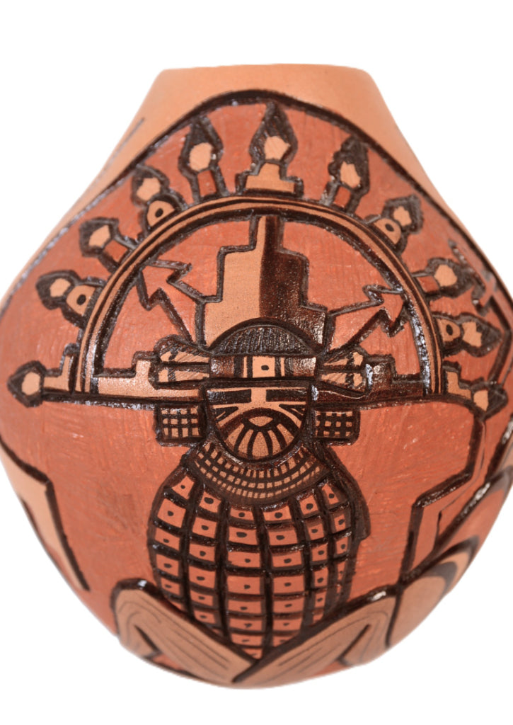 Hopi Pueblo Carved Pottery Jar By Marty and Elvria Naha Nampeyo