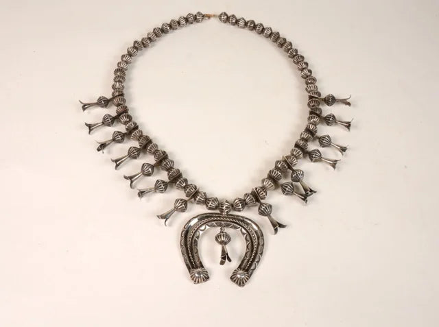 Navajo Mellon Bead Squash Blossom Necklace