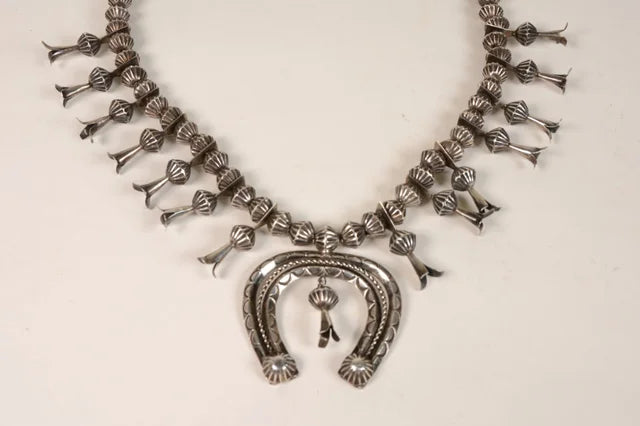 Navajo Mellon Bead Squash Blossom Necklace