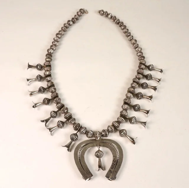 Navajo Mellon Bead Squash Blossom Necklace