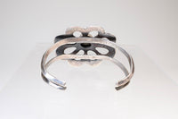 Navajo Sand Cast Cuff Bracelet with Nevada Green Turquoise