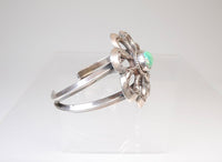 Navajo Sand Cast Cuff Bracelet with Nevada Green Turquoise