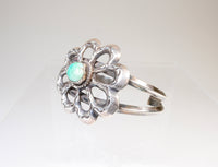 Navajo Sand Cast Cuff Bracelet with Nevada Green Turquoise