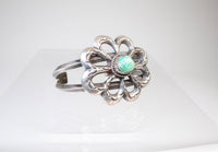 Navajo Sand Cast Cuff Bracelet with Nevada Green Turquoise