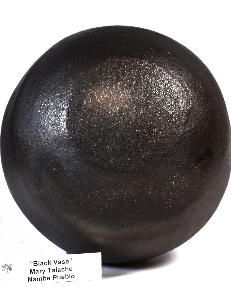Nambe Pueblo Black Pottery Vase By Mary Talache