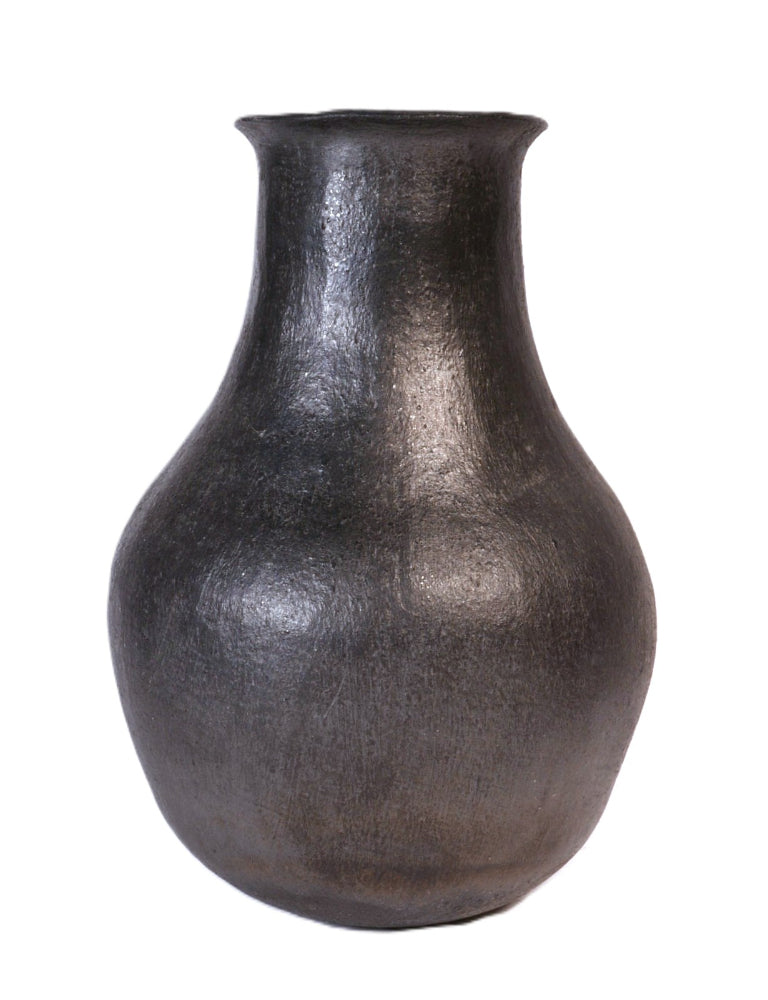 Nambe Pueblo Black Pottery Vase By Mary Talache