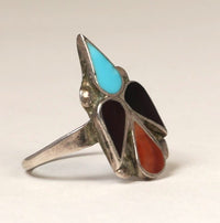Zuni Sterling Silver Inlaid Bird Ring Size 5