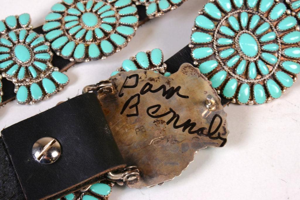 Large Navajo Turquoise Concho Belt by Pam Benally