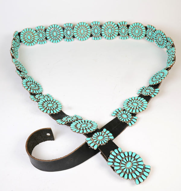 Large Navajo Turquoise Concho Belt by Pam Benally