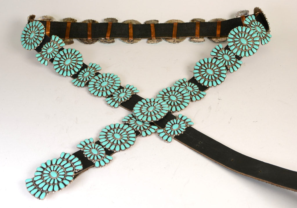 Large Navajo Turquoise Concho Belt by Pam Benally