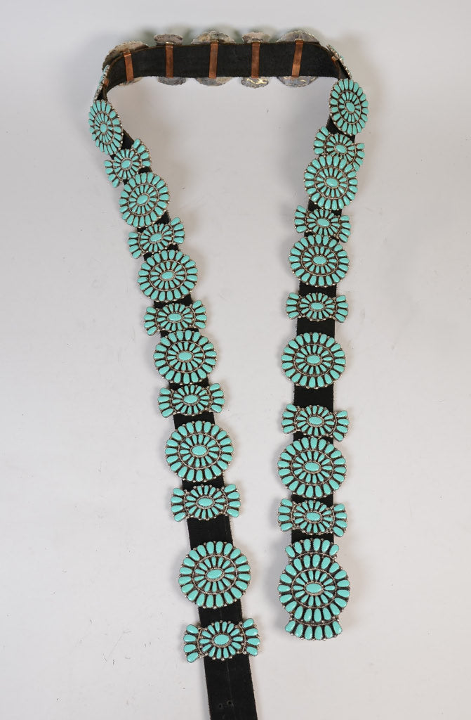 Large Navajo Turquoise Concho Belt by Pam Benally