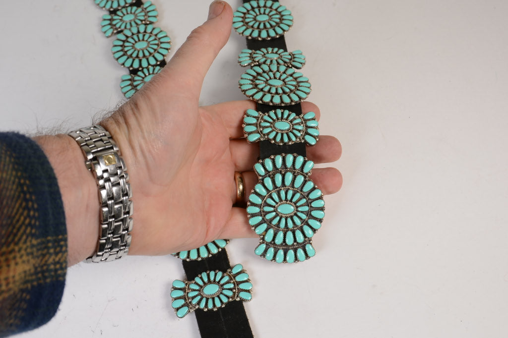 Large Navajo Turquoise Concho Belt by Pam Benally