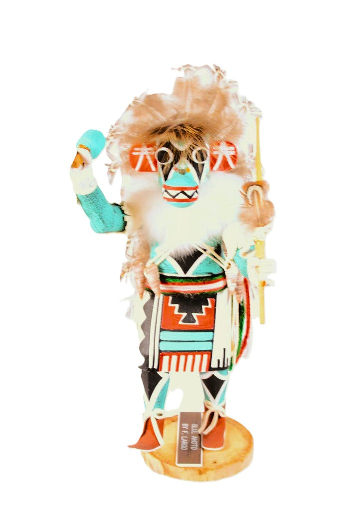 Hopi Pueblo Blue Ahoto Kachina Doll By F. Largo