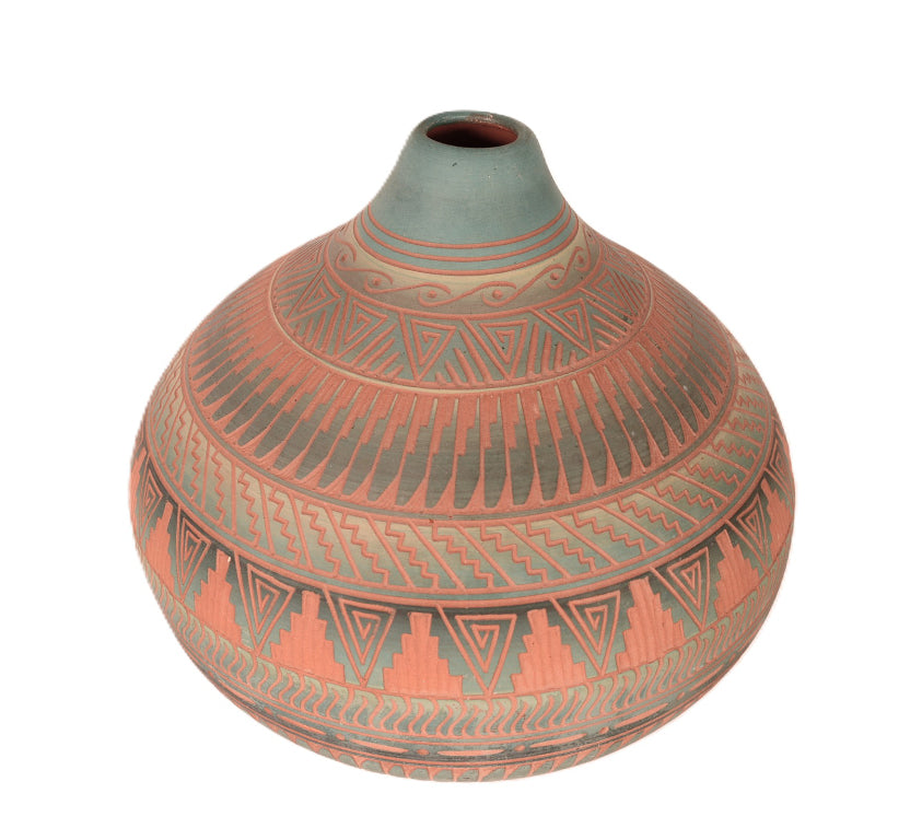 Navajo Carved Pottery By Sylvia Johnson