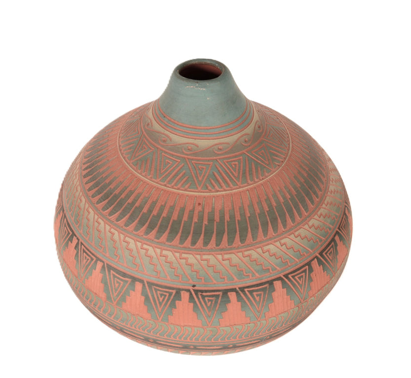 Navajo Carved Pottery By Sylvia Johnson
