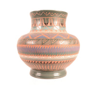 Navajo Carved Jar Pottery By Paula Nez