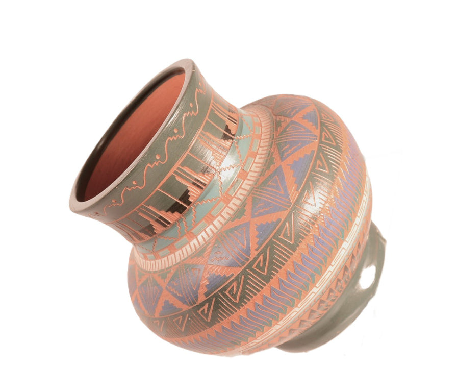 Navajo Carved Jar Pottery By Paula Nez