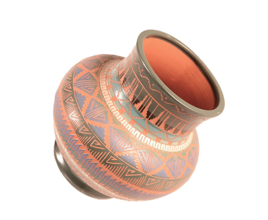 Navajo Carved Jar Pottery By Paula Nez