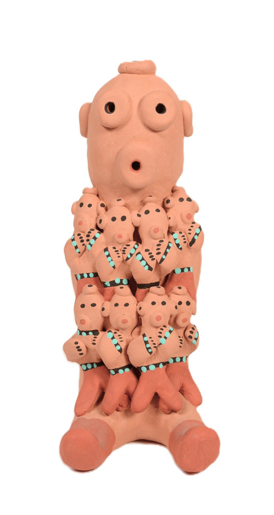 Hopi Pueblo Mudhead Storyteller Pottery Doll By G. Parti
