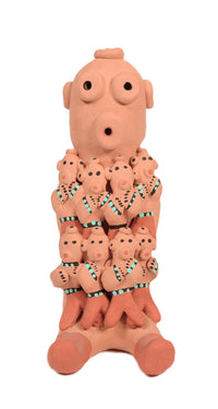 Hopi Pueblo Mudhead Storyteller Pottery Doll By G. Parti