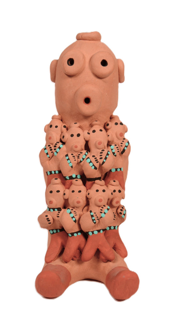 Hopi Pueblo Mudhead Storyteller Pottery Doll By G. Parti