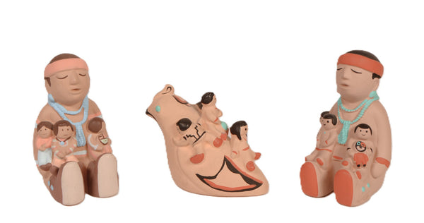 Pueblo Storyteller Pottery Doll By Teissedre Set of 3