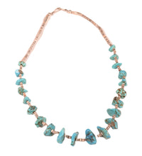 Navajo Single Strand Heishi and Blue Nugget Turquoise Necklace