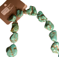 Navajo Turquoise Nugget Necklace and Turquoise Earrings Set