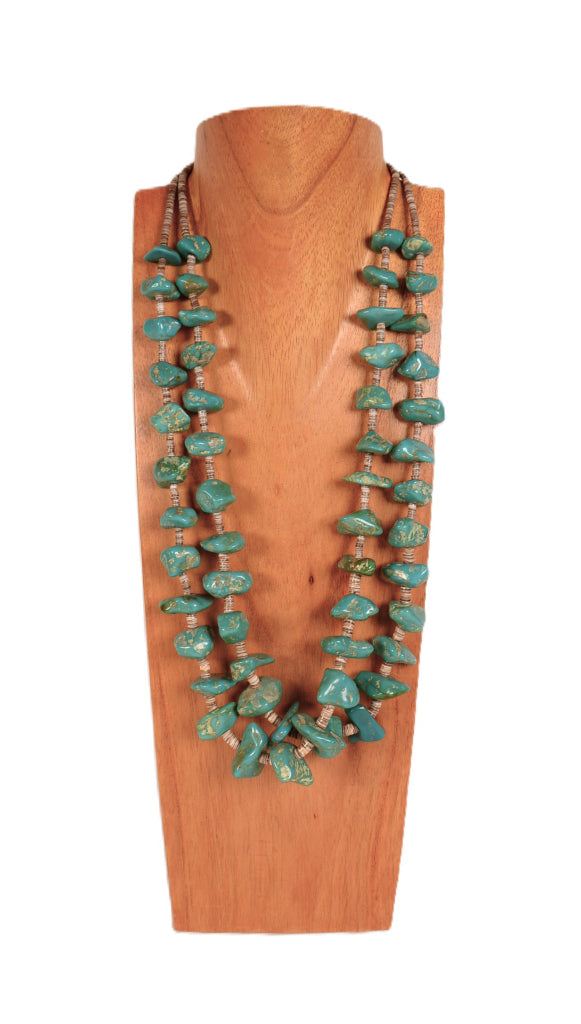 Navajo Nugget Turquoise Bead and Heishi Necklace