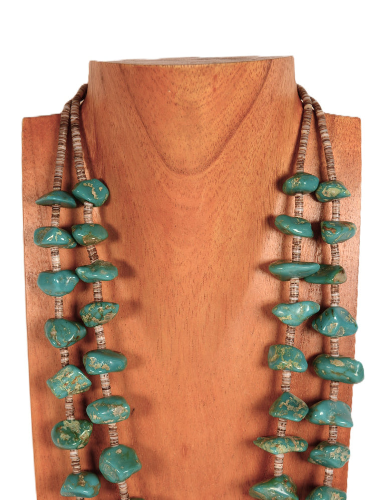 Navajo Nugget Turquoise Bead and Heishi Necklace