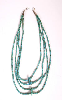 Santo Domingo Pueblo Blue/Green Turquoise Beads Necklace