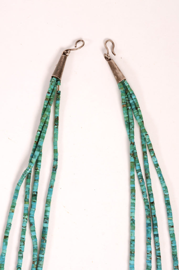 Santo Domingo Pueblo Blue/Green Turquoise Beads Necklace