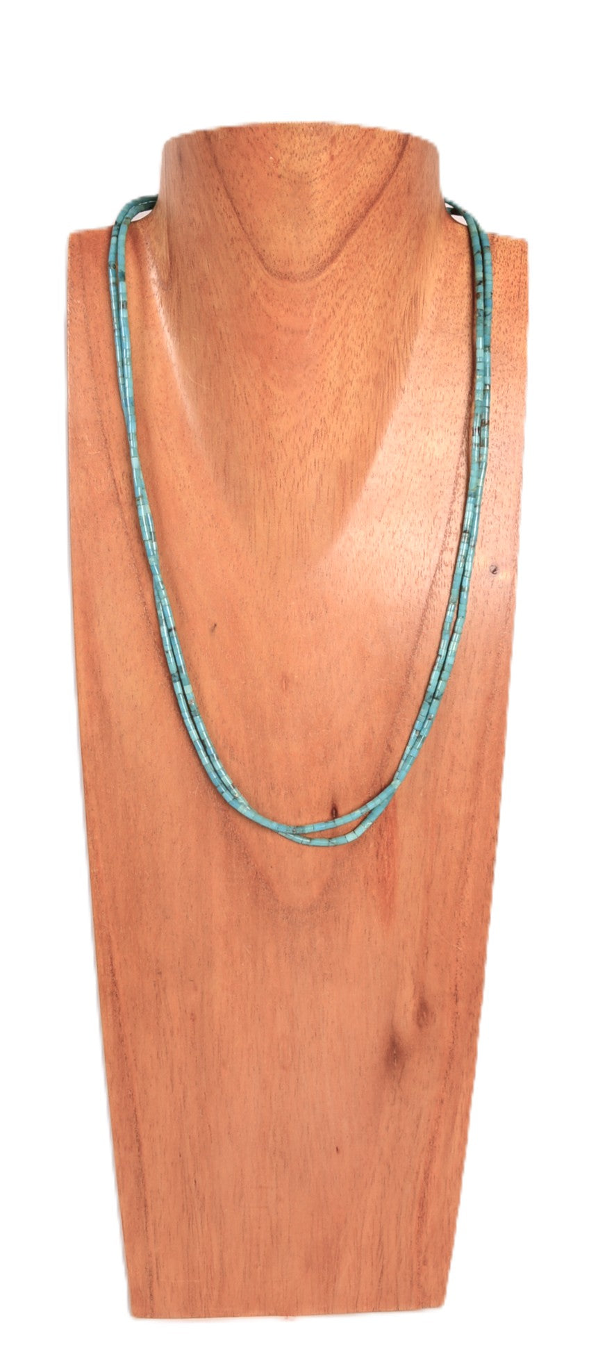 Santo Domingo Pueblo 2 Strand Blue Turquoise Bead Necklace