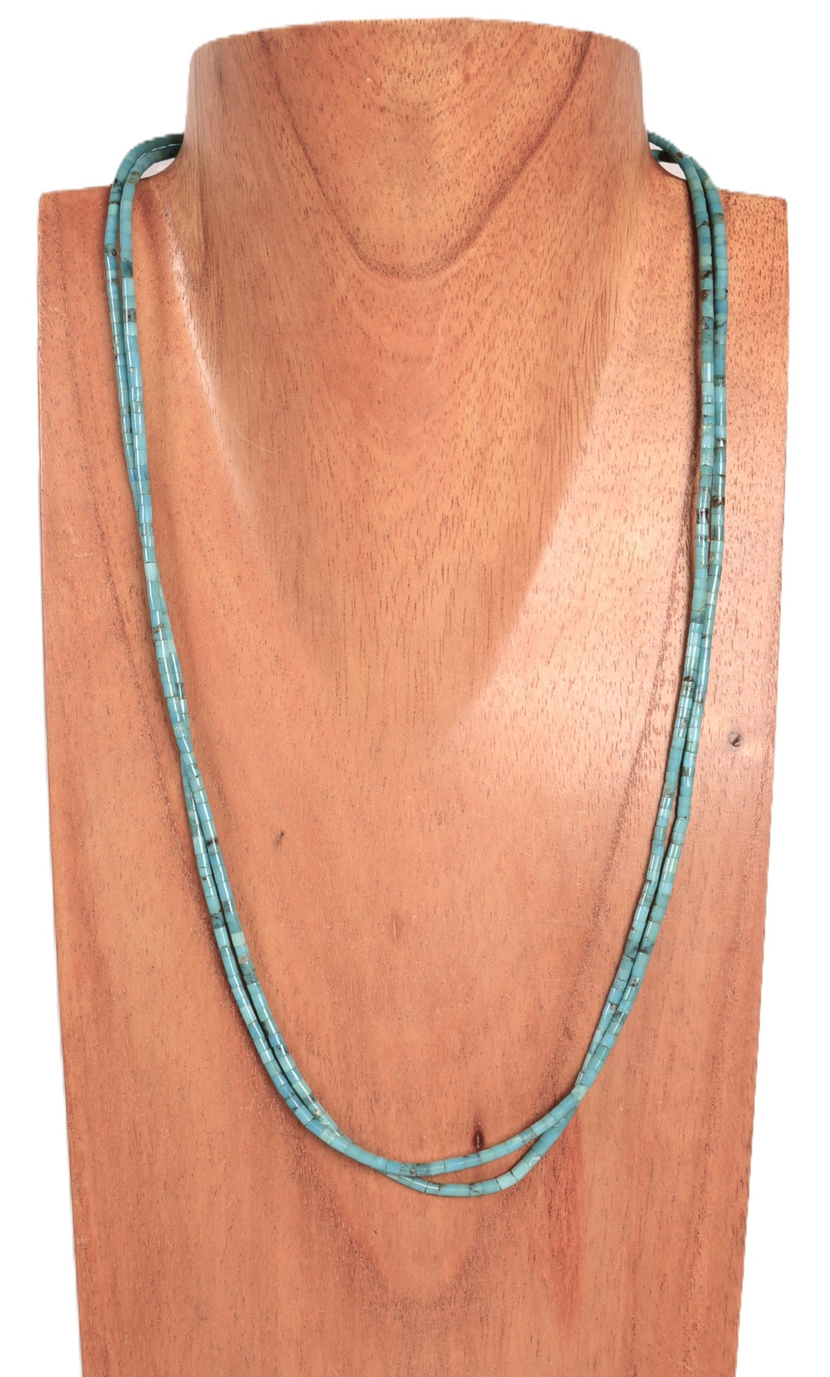 Santo Domingo Pueblo 2 Strand Blue Turquoise Bead Necklace