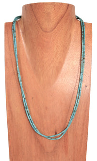 Santo Domingo Pueblo 2 Strand Blue Turquoise Bead Necklace