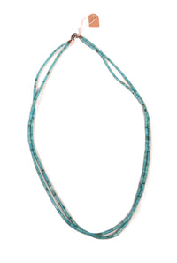 Santo Domingo Pueblo 2 Strand Blue Turquoise Bead Necklace