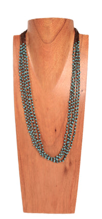 Santo Domingo Pueblo Small Turquoise and Heishi Stones with 5 Strands Necklace