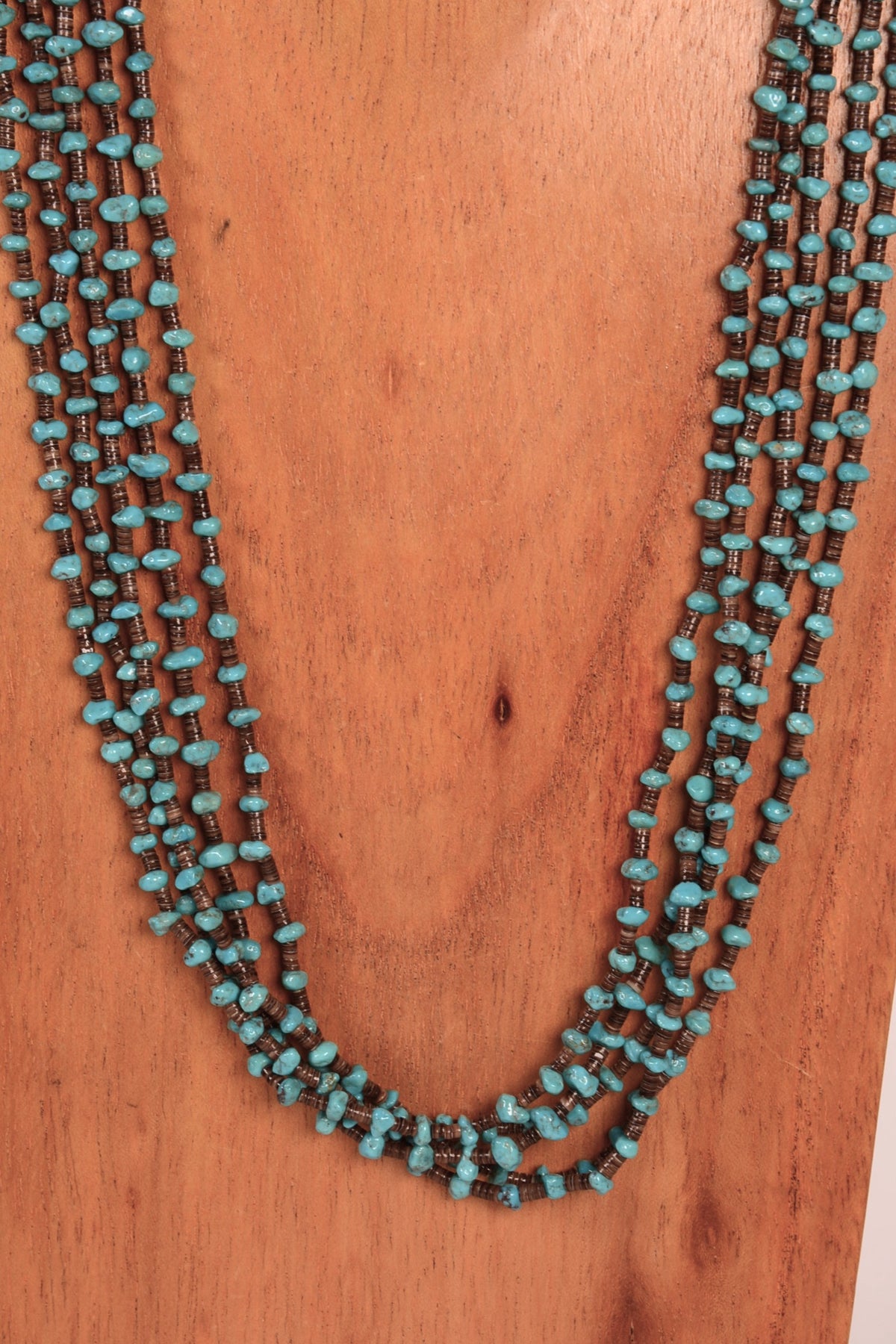 Santo Domingo Pueblo Small Turquoise and Heishi Stones with 5 Strands Necklace